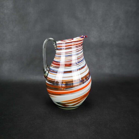 Stikla krūka daudzkrāsaina (balts,zils,sarkans)