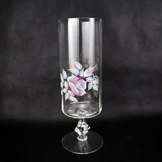 Bohemia glass vāze uz kājas, apgleznota