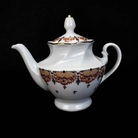 Viktorijas tējkanna brūnas rozītes ar tīkliņu