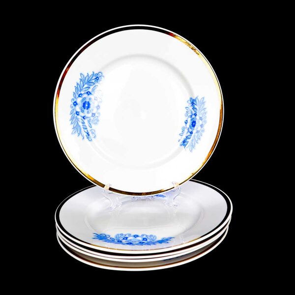 Aija-2 šķīvji pamatēdienam ar zilu puķi