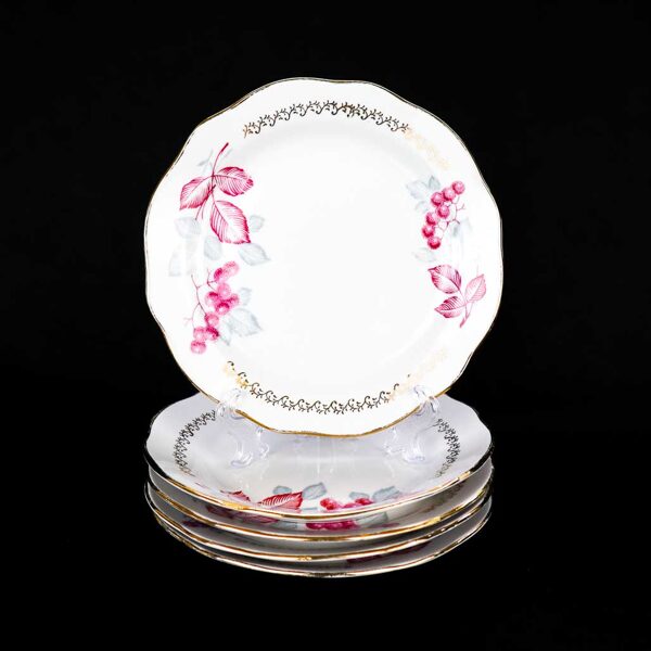 Šķīvji ar rozā ogām, maizes 17cm